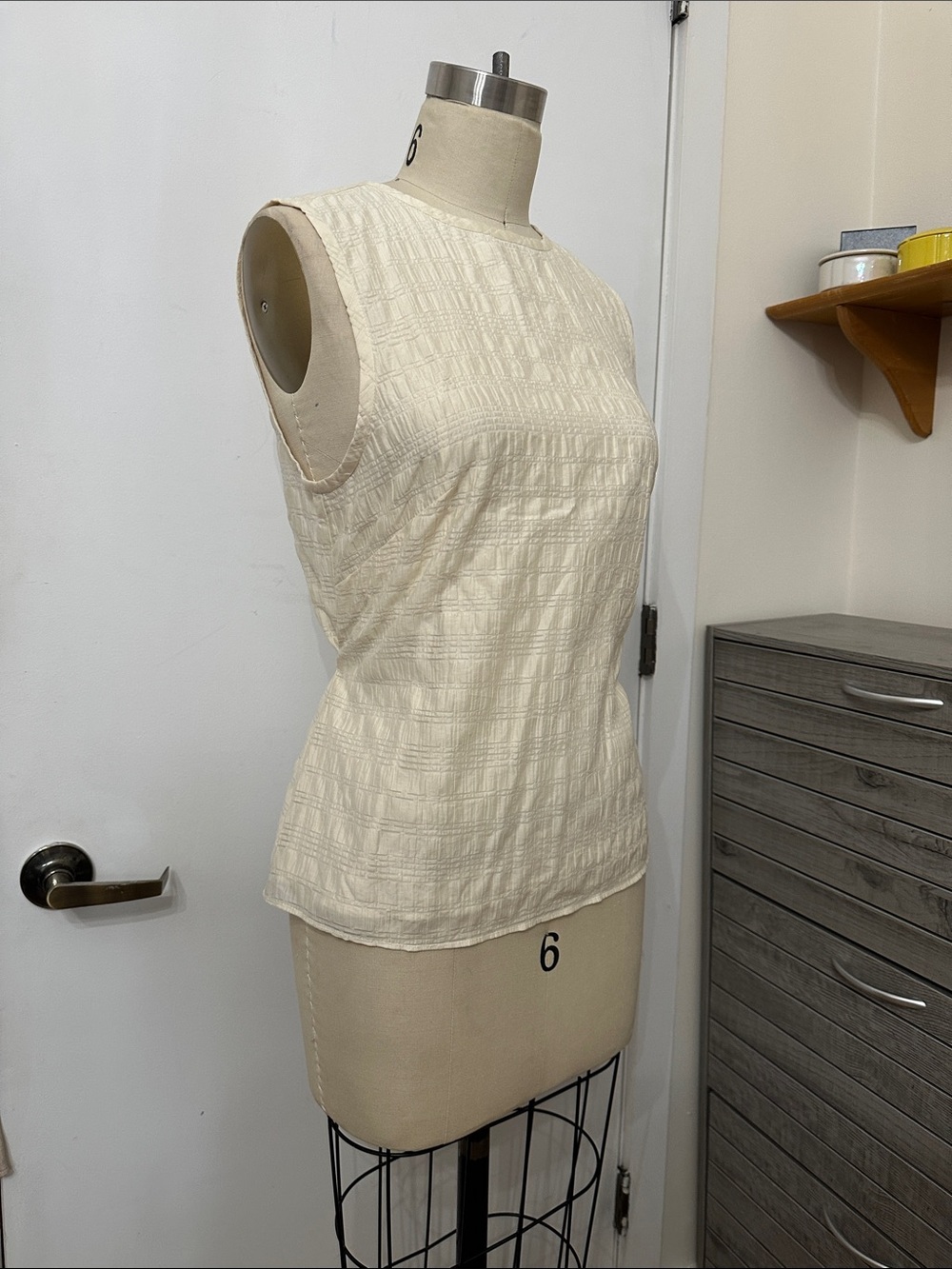Calvin Klein Cream Textured Sleeveless Tank